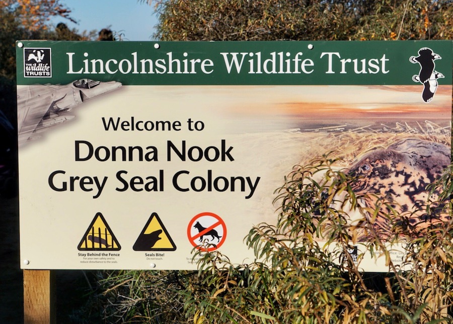 Lincolnshire Wildlife Trust sign at Donna Nook Seal Colony